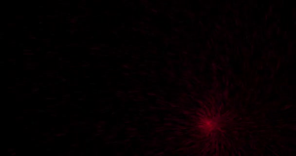 Πετώντας Κόκκινα Σωματίδια Μαύρο Φόντο Μορφή Αφρώδους Σπινθήρα Κομήτη Έννοια — Αρχείο Βίντεο