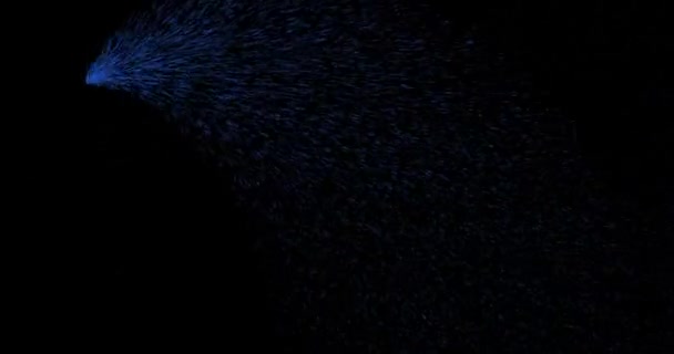 Flying Blue Particles Black Background Form Sparkling Sparkler Comet Fireworks — 비디오