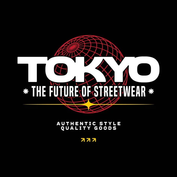 Modern futuristic y2k streetwear typography Tokyo slogan print for man - woman graphic tee t shirt vector design icon illustration. Poster, banner, sticker, pin, badge, patch