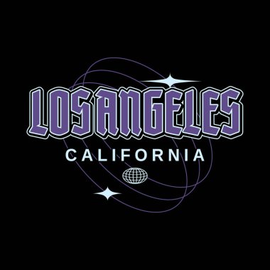 Los Angeles y2k sokak giyim tarzı renkli slogan vektör ikon illüstrasyon arka planı. Tişört, giysi, poster, afiş, broşür, çıkartma için uygun