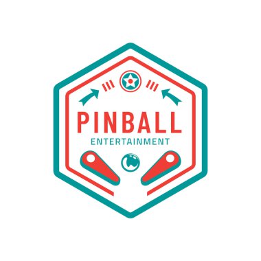 Pinball Vintage Retro Vector Rozet Amblemi Banner, Poster, Flyer, Web Sitesi, Sosyal Medya Logosu