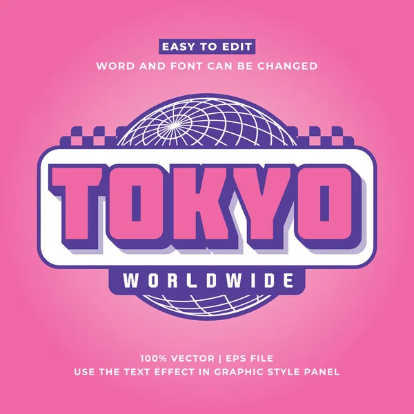Tokyo japan y2k sokak giyimi renkli slogan tipografi düzenlenebilir metin efekti 3d karikatür şablonu stil premium vektörü