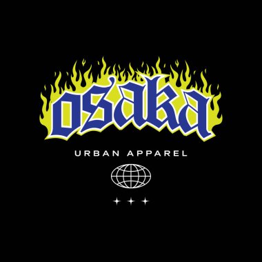 Osaka Tokyo Japonya 'nın klasik tişörtü. Typography sloganı: Tişört tasarımı. Vektör illüstrasyonu.