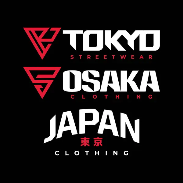 Osaka Tokyo Japan Vintage Shirt Streetwear Set Typografie Slogan Shirt Vektorgrafiken