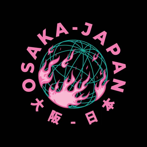 Osaka Tokyo Japan Vintage Shirt Streetwear Typografie Slogan Shirt Design lizenzfreie Stockillustrationen