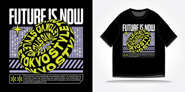 Tokio Japan Streetwear Shirt Slogan Typografie Y2K Futuristisch Zukunft Cyberpunk lizenzfreie Stockvektoren