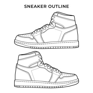 Spor ayakkabıları, çizgili siyah ve beyaz ayakkabılar. Spor ayakkabısı düz tasarım konsepti. Vektör simgesi logosu illüstrasyonu.