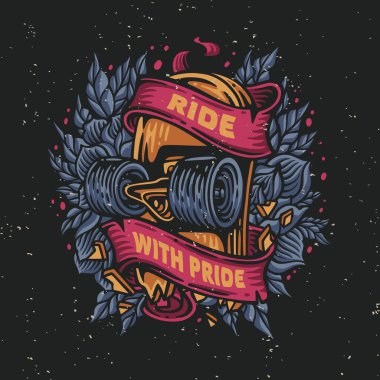 vector illustration ride with pride for t shirt design