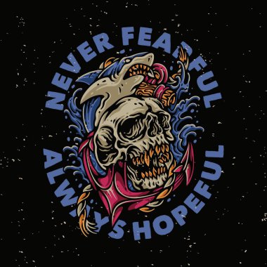 Vektör illüstrasyonu asla korkmaz. Gömlek tasarımından her zaman umutludur.