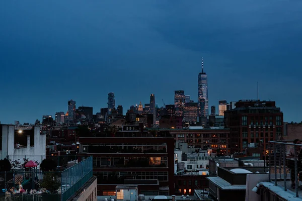 Нью Йорк Сша Сентябрь 2021 Ночной Вид Нью Йорк Крыши — стоковое фото