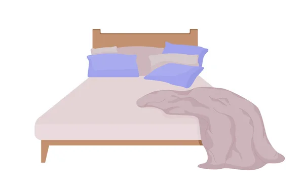 Yastıklı Yarı Düz Renkli Vektör Nesneli Rahat Bir Yatak Düzenlenebilir — Stok Vektör