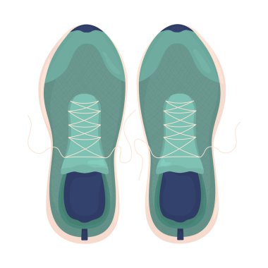 Sneakers yarı düz renk vektör nesneleri. Rahat spor ayakkabılar. Düzenlenebilir elementler Beyaz üzerine tam boy eşyalar. Web grafik tasarımı ve animasyonu için basit çizgi film stili çizimi