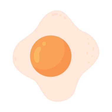 Güneşli yan yumurta yarı düz renk vektör nesnesi. Kahvaltı için ürünler. Düzenlenebilir öge. Tam boy beyaz. Web grafik tasarımı ve animasyonu için basit karikatür biçimi çizimi