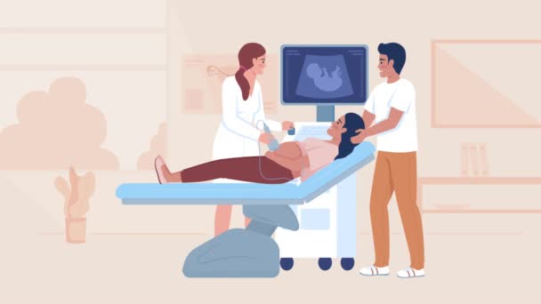 Animované Jeho Chlapeček Ilustrace Genderový Ultrazvuk Oznámení Těhotenství Smyčka Ploché — Stock video