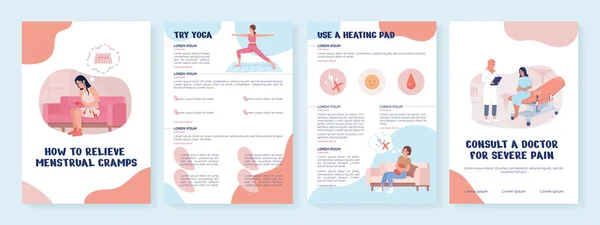 Menstruatiepijn Vlakke Vector Brochure Template Gezondheid Boekje Folder Afdrukbare Platte — Stockvector