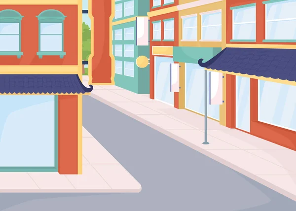 Chinatown Flache Farbvektorillustration Städtische Infrastruktur Öffentlicher Ort Geschäftsviertel Mit Geschäften — Stockvektor