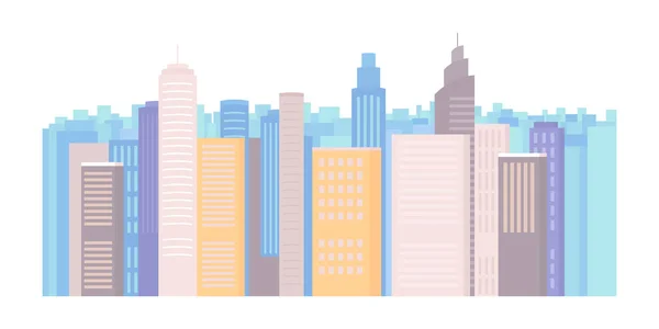 Grattacieli City Semi Piatta Elemento Vettoriale Colore Oggetto Modificabile Articolo — Vettoriale Stock