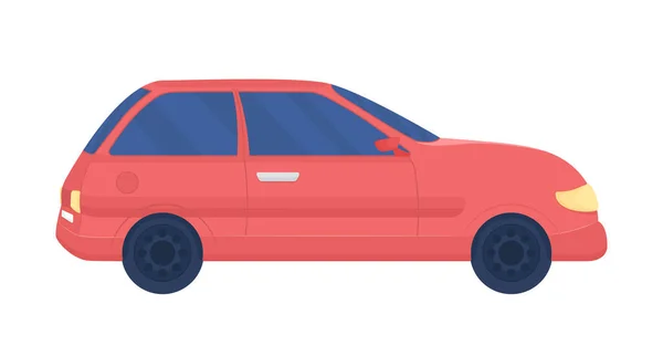 红色汽车半平色矢量物体 可编辑元素 全尺寸的白色项目 个人交通方式简朴的卡通风格图解 用于网页平面设计和动画制作 — 图库矢量图片