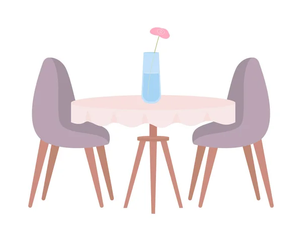 Restoran Masası Sandalyeler Yarı Düz Renk Vektör Objesi Düzenlenebilir Öge — Stok Vektör