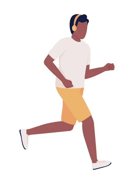 跑步者半扁平的颜色矢量字符 可编辑的数字 全身白皙的人健康而积极的生活方式 简单的卡通风格图解 适用于网页平面设计及动画制作 — 图库矢量图片