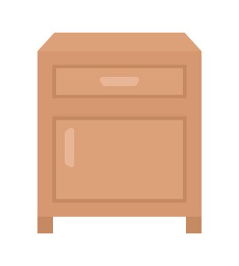 Komodin yarı düz renk vektör nesnesi. Komodin. Düzenlenebilir öge. Tam boy beyaz. Yatak odası iç ögesi web grafik tasarımı ve animasyonu için basit çizgi film stili çizimi