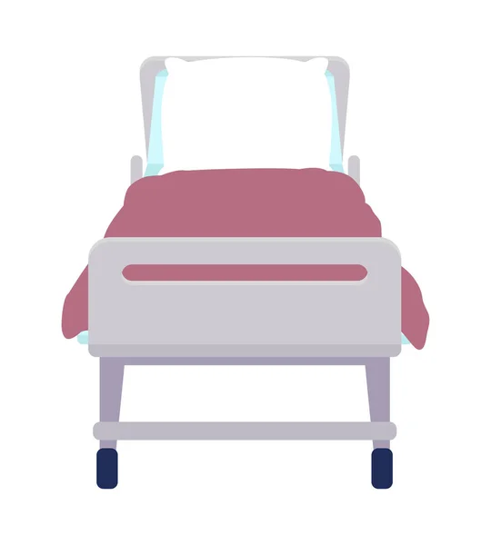 医院病床半平彩色矢量物体 可编辑元素 全尺寸的白色项目 供病人使用的舒适家具 用于网页平面设计和动画的简单卡通风格插图 — 图库矢量图片