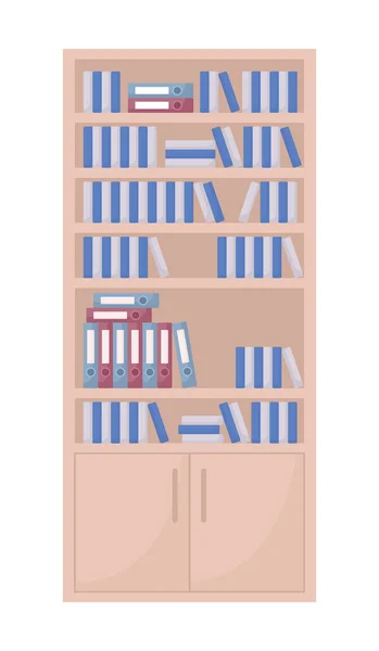 Büro Bücherregal Halb Flache Farbvektorobjekt Ordner Und Bücher Editierbares Element — Stockvektor