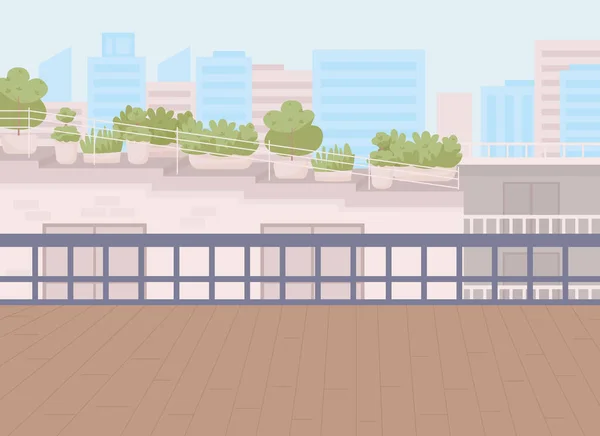 Zobrazení Balkonu Ploché Barevné Vektory Ilustrace Střešní Terasa Luxusní Životní — Stockový vektor