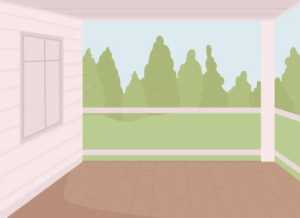 Домашняя Терраса Плоская Векторная Иллюстрация Деревянная Веранда Уютный Дом Внешний — стоковый вектор