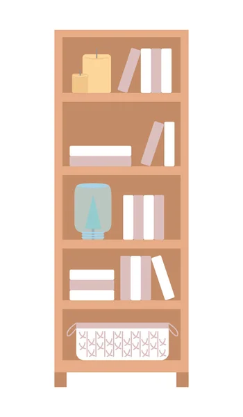 Bookshelf Semi Objeto Vetorial Cor Plana Elemento Editável Item Tamanho —  Vetores de Stock