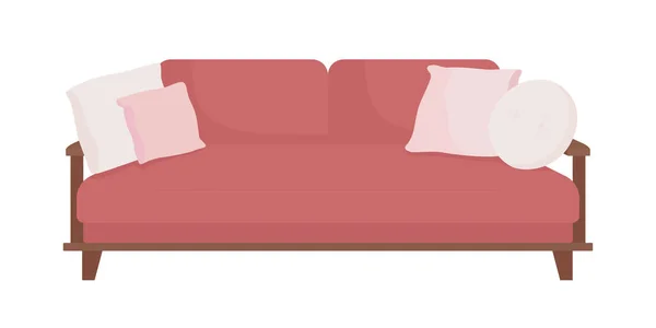 Couch Mit Armen Halb Flachen Farbvektorobjekt Ruheplatz Editierbares Element Artikel — Stockvektor