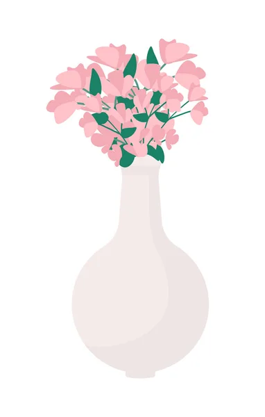 Βάζο Ανθισμένα Λουλούδια Ημι Επίπεδη Χρώμα Διανυσματικό Αντικείμενο Επεξεργάσιμο Στοιχείο — Διανυσματικό Αρχείο