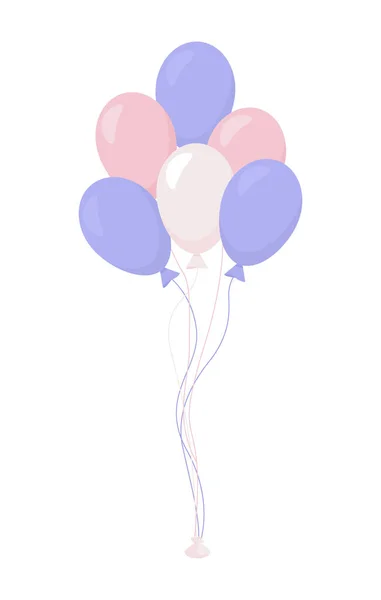 ヘリウム風船セミフラットカラーベクトルオブジェクト 編集可能な要素 フルサイズのアイテム上白 誕生日パーティーの装飾ウェブグラフィックデザインとアニメーションのためのシンプルな漫画スタイルのイラスト — ストックベクタ