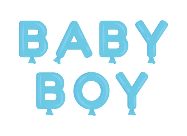 Baby Boy Balloons Text Semi Flat Color Vector Object Editable — Stock Vector