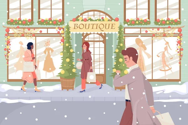 Achat Noël Illustration Vectorielle Couleur Plate Vacances Noël Saison Hiver — Image vectorielle
