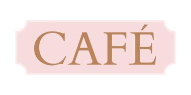 Cafe tabelası yarı düz renk vektör nesnesi. Düzenlenebilir öge. Tam boy beyaz. Halka açık bir yerin işareti, web grafik tasarımı ve animasyonu için basit çizgi film stili çizimi. Kullanılan Cardo yazı tipi