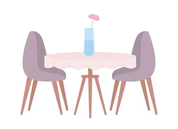 花瓶半フラットカラーベクトルオブジェクトとダイニングテーブル 編集可能な要素 フルサイズのアイテム上白 カフェ配置シンプルな漫画スタイルのイラストのためのウェブグラフィックデザインとアニメーション — ストックベクタ