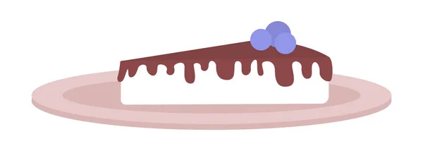 甜点半平的颜色矢量对象 可编辑元素 全尺寸的白色项目 一块好吃的蛋糕 为网页平面设计和动画提供简单的卡通风格图解的甜食品 — 图库矢量图片