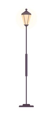 Sokak lambası yarı düz renk vektör nesnesi. Düzenlenebilir öge. Tam boy beyaz. Noel şenlikli sokak lambası web grafik tasarımı ve animasyonu için basit çizgi film stili çizimi