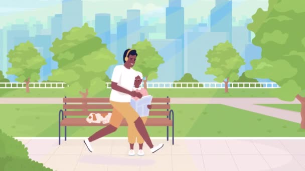 Animowany Park Odwiedzających Ilustrację Niepełnosprawność Życiu Codziennym Miejscy Goście Ogrodowi — Wideo stockowe