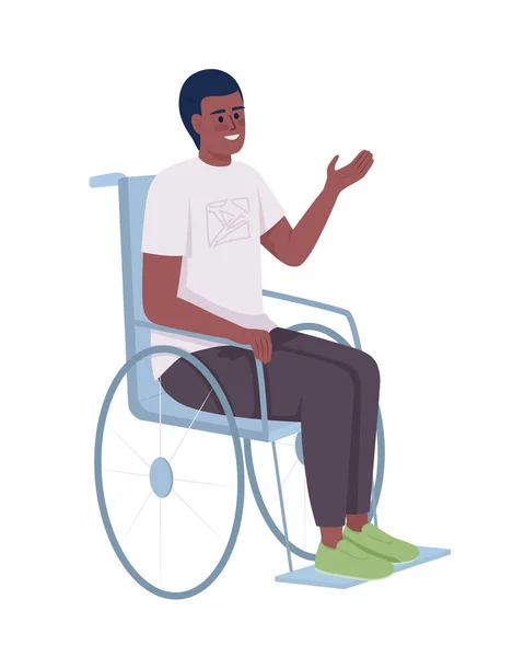 Hombre Feliz Con Discapacidad Semi Plana Vector Color Carácter Figura — Vector de stock