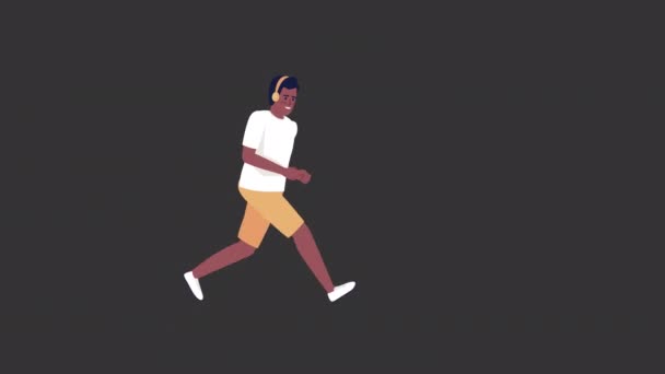 Animowany Biegający Człowiek Regularny Trening Sportowy Pełne Ciało Płaska Osoba — Wideo stockowe