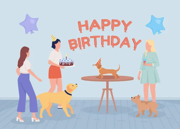 Festa Compleanno Del Cane Illustrazione Vettoriale Colori Piatta Vacanza Amore — Vettoriale Stock