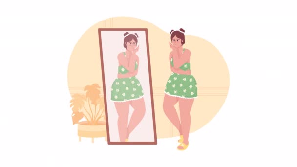 Animated Isolated Body Acceptance Smiling Woman Curvy Shape Looped Flat — Stock Video
