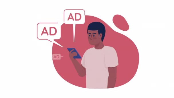 Κινούμενη Απομονωμένη Συχνότητα Υψηλής Διαφήμισης Αναδυόμενη Διαφήμιση Looped Επίπεδη Χαρακτήρα — Αρχείο Βίντεο