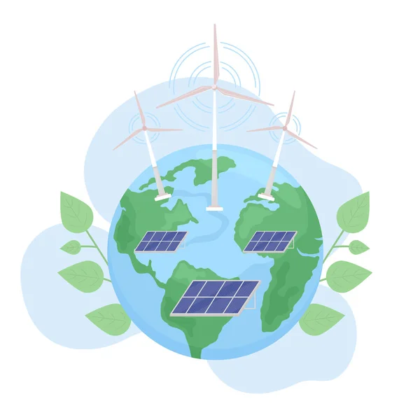 绿色能源2D矢量孤立的例证 卡通背景下的可持续电源平面对象 适用于移动 演示的环保技术 色彩丰富的可编辑场景 — 图库矢量图片