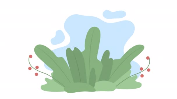 Animated Isolated Wavering Plants Peaceful Quiet Place Looped Flat Background — Stock Video