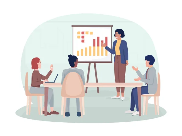 Apresentação Estratégia Negócios Vetor Isolado Ilustração Reunião Corporativa Conferência Personagens —  Vetores de Stock