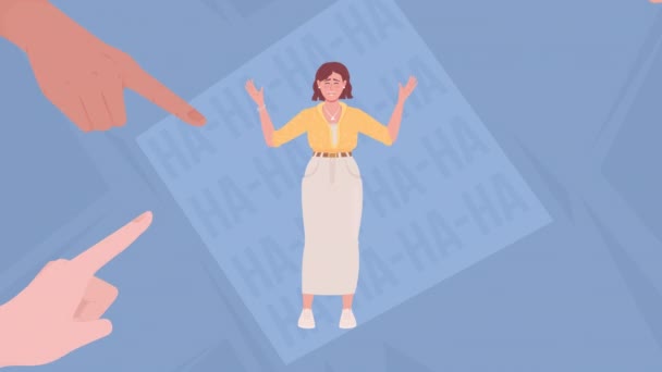 Animeret Vender Hån Illustration Beskæftiger Sig Med Bøller Psykologisk Reaktion – Stock-video
