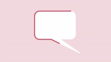 Animasyon izole edilmiş bir diyalog kutusu. Düz 2D element HD video görüntüsü. Konuşmayı temsil eden şekil. Pembe arka planda web sitesi ve sosyal medya için alfa kanal şeffaflığı ile renkli animasyon